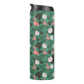 Flamingo seamless pattern pink on green background thermosbeker (Geroteerd rechts)