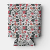 Flamingo seamless pattern with floral background blikjeskoeler (Voorkant)