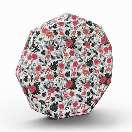 Flamingo seamless pattern with floral background fotoblokken (Links)