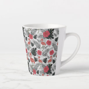 Flamingo seamless pattern with floral background latte mok