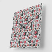 Flamingo seamless pattern with floral background vierkante klok (Hoek)