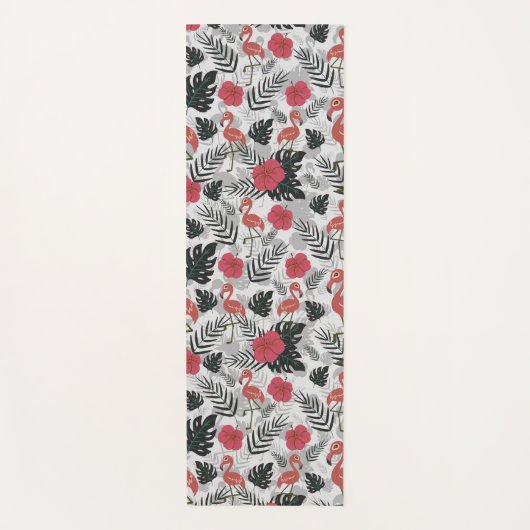 Flamingo seamless pattern with floral background yogamat (Voorkant)