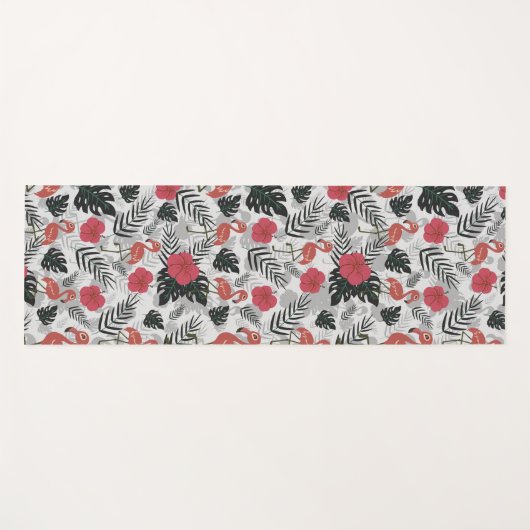 Flamingo seamless pattern with floral background yogamat (Voorkant (horizontaal))