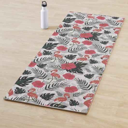 Flamingo seamless pattern with floral background yogamat (In situ)
