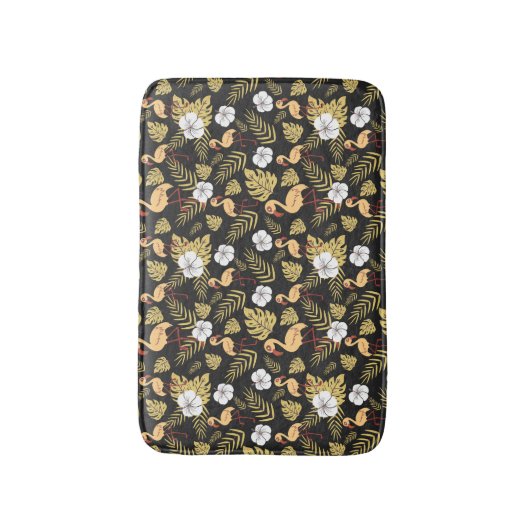 Flamingo seamless pattern yellow and white flowers badmat (Voorkant Verticaal)