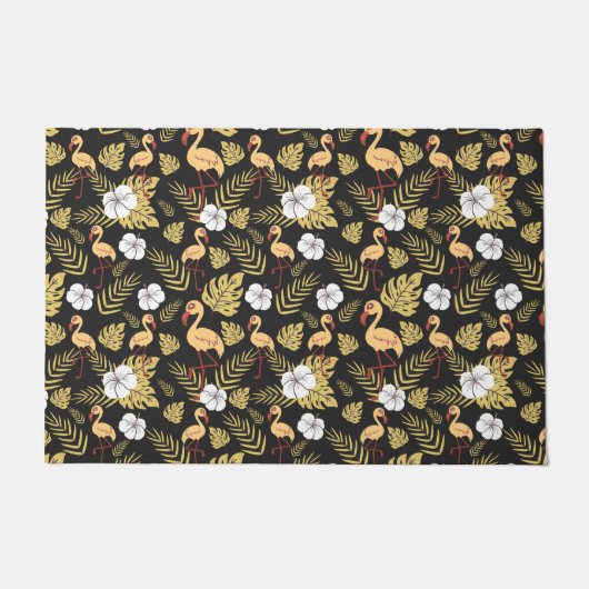 Flamingo seamless pattern yellow and white flowers deurmat (Voorkant)
