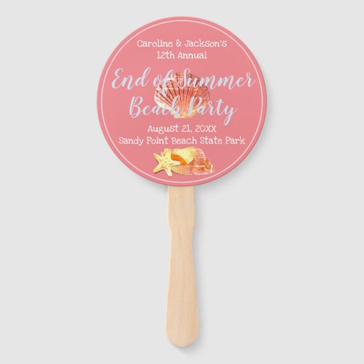  Flamingo Seashells Zomer Party Favor Handwaaier (Achterkant)