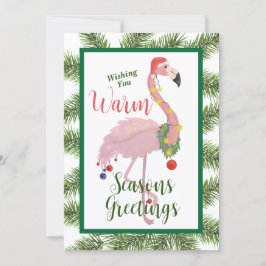 Flamingo Seasons Groeten Flat Christmas Kaart