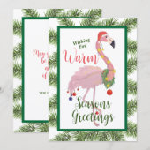Flamingo Seasons Groeten Flat Christmas Kaart (Voorkant / Achterkant)