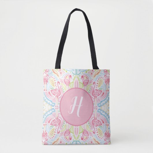 Flamingo Sensation Monogram Heather French Henry Tote Bag (Voorkant)