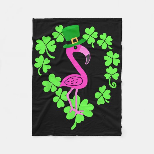 Flamingo Shamrock St Patricks Dag Dier Fleece Deken (Voorkant)