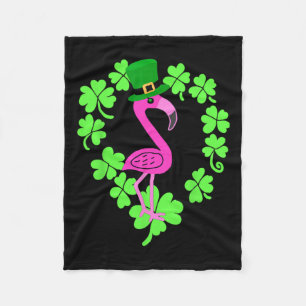 Flamingo Shamrock St Patricks Day Animal Fleece Deken