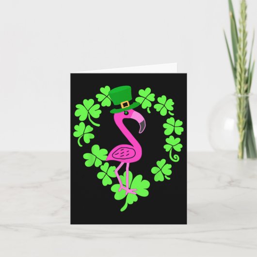 Flamingo Shamrock St Patricks Day Animal Kaart (Voorkant)