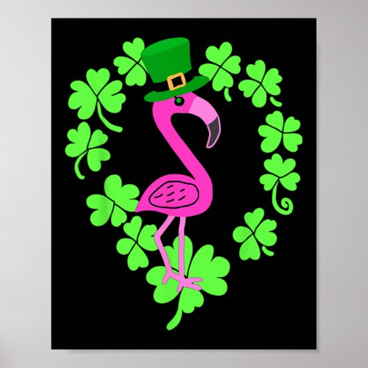 Flamingo Shamrock St Patricks Day Animal Poster (Voorkant)