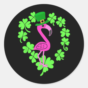 Flamingo Shamrock St Patricks Day Animal Ronde Sticker