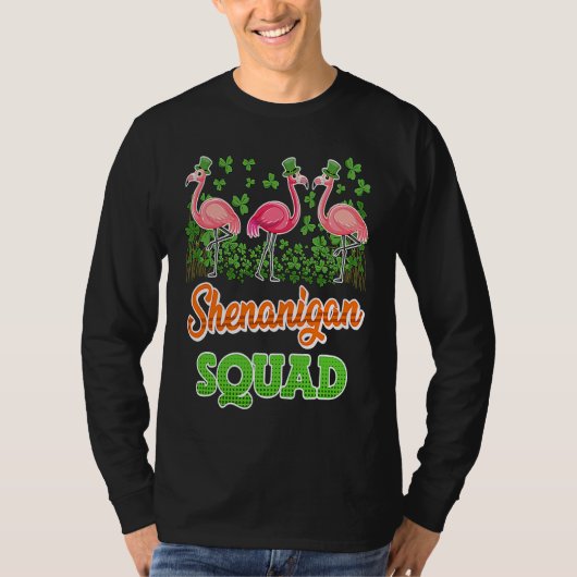 Flamingo Shenanigan Squad St Patrick's Day T-shirt (Voorkant)