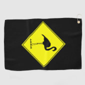 Flamingo Silhouette Road Sign Golfhanddoek (Horizontaal)