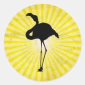 Flamingo Silhouette Ronde Sticker (Voorkant)