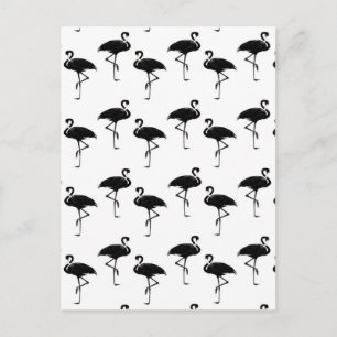 Flamingo Silhouetten Patroon Zwart Wit Briefkaart