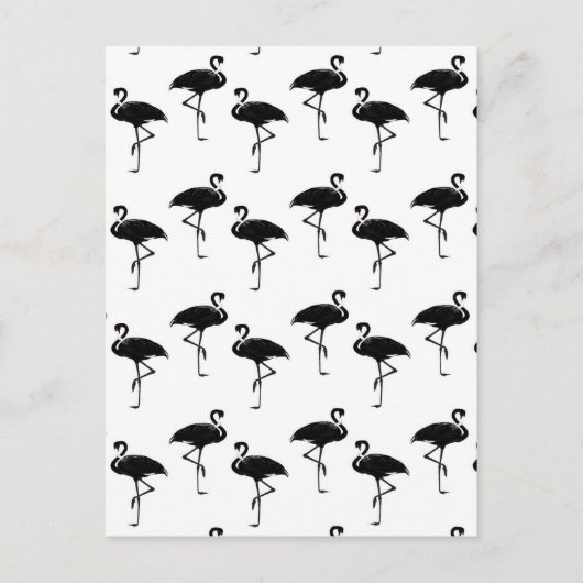 Flamingo Silhouettes Pattern Black White Briefkaart (Voorkant)