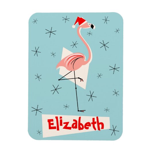 Flamingo Sinterklaas Blauwe Naam magneet flexibel (Verticaal)