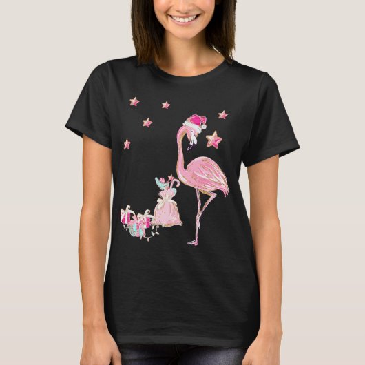 Flamingo Sinterklaas Kerstmis Hawaïaans T-shirt (Voorkant)