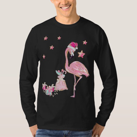 Flamingo Sinterklaas Kerstmis Hawaïaans T-shirt (Voorkant)