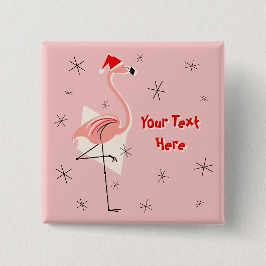 Flamingo Sinterklaas Roze Tekst knop vierkant Vierkante Button 5,1 Cm (Voorkant)