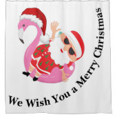 Flamingo Sinterklaas Vrolijke kerstwens Douchegordijn (Voorkant)