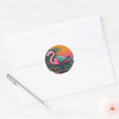 Flamingo Skater Ronde Sticker (Envelop)