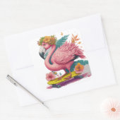 Flamingo Skater - Tropisch Skateboard Vibes Square Vierkante Sticker (Envelop)