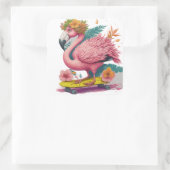 Flamingo Skater - Tropisch Skateboard Vibes Square Vierkante Sticker (Tas)