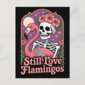 Flamingo Skelet Zeldzame Halloween Koningin Briefkaart (Voorkant)