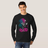 Flamingo Skeleton Flower Retro Crazy Drink Fla T-shirt (Voorkant volledig)