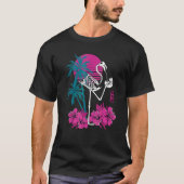 Flamingo Skeleton Flower Retro Crazy Drink Fla T-shirt (Voorkant)