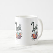 Flamingo Skeleton met halloween Flowers Koffiemok (Voorkant rechts)