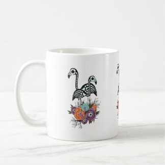 Flamingo Skeleton met halloween Flowers Koffiemok