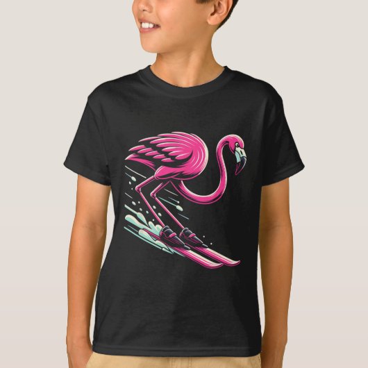 Flamingo Skiën Ski Lover Skier Voor Mannen Vrouwen T-shirt (Voorkant)