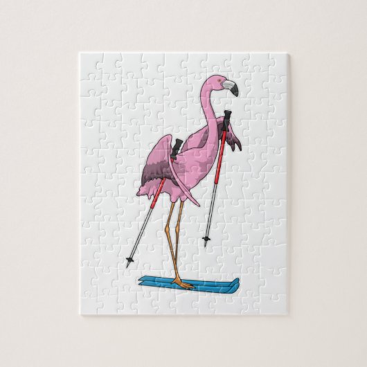 Flamingo Skier Ski Legpuzzel (Verticaal)