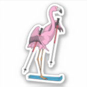 Flamingo Skier Ski Sticker (Voorkant)
