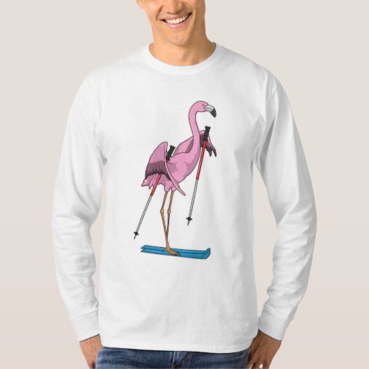 Flamingo Skier Ski T-shirt (Voorkant)