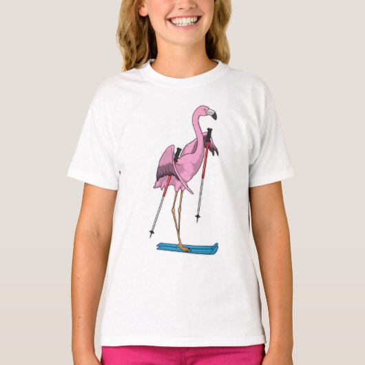 Flamingo Skier Ski T-shirt (Voorkant)