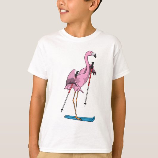 Flamingo Skier Ski T-shirt (Voorkant)