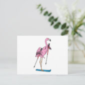 Flamingo Skisporter Ski Briefkaart (Staand voorkant)