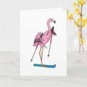 Flamingo Skisporter Ski Kaart (Gele Bloem)