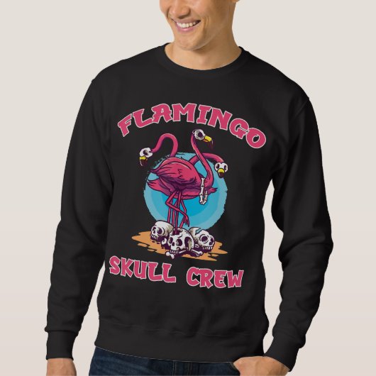 Flamingo Skull Crew Halloween Costume Zombie Trui (Voorkant)