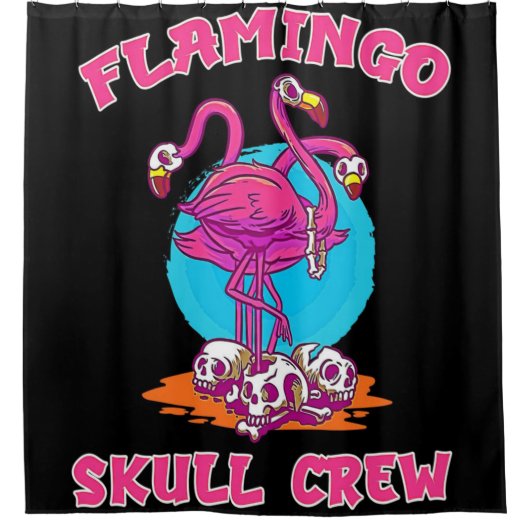 Flamingo Skull Crew Halloween | Flamingo Lovers Douchegordijn (Voorkant)