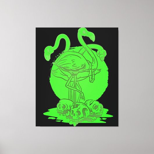 Flamingo Skull Halloween | Gift for Flamingo Lover Canvas Afdruk (Voorkant)
