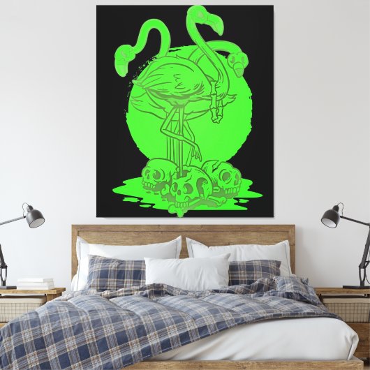 Flamingo Skull Halloween | Gift for Flamingo Lover Canvas Afdruk (Insitu (Slaapkamer))