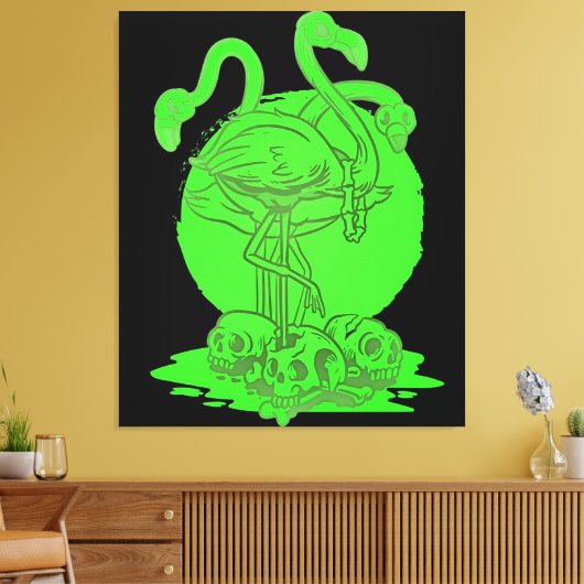 Flamingo Skull Halloween | Gift for Flamingo Lover Canvas Afdruk (Insitu (Woonkamer))